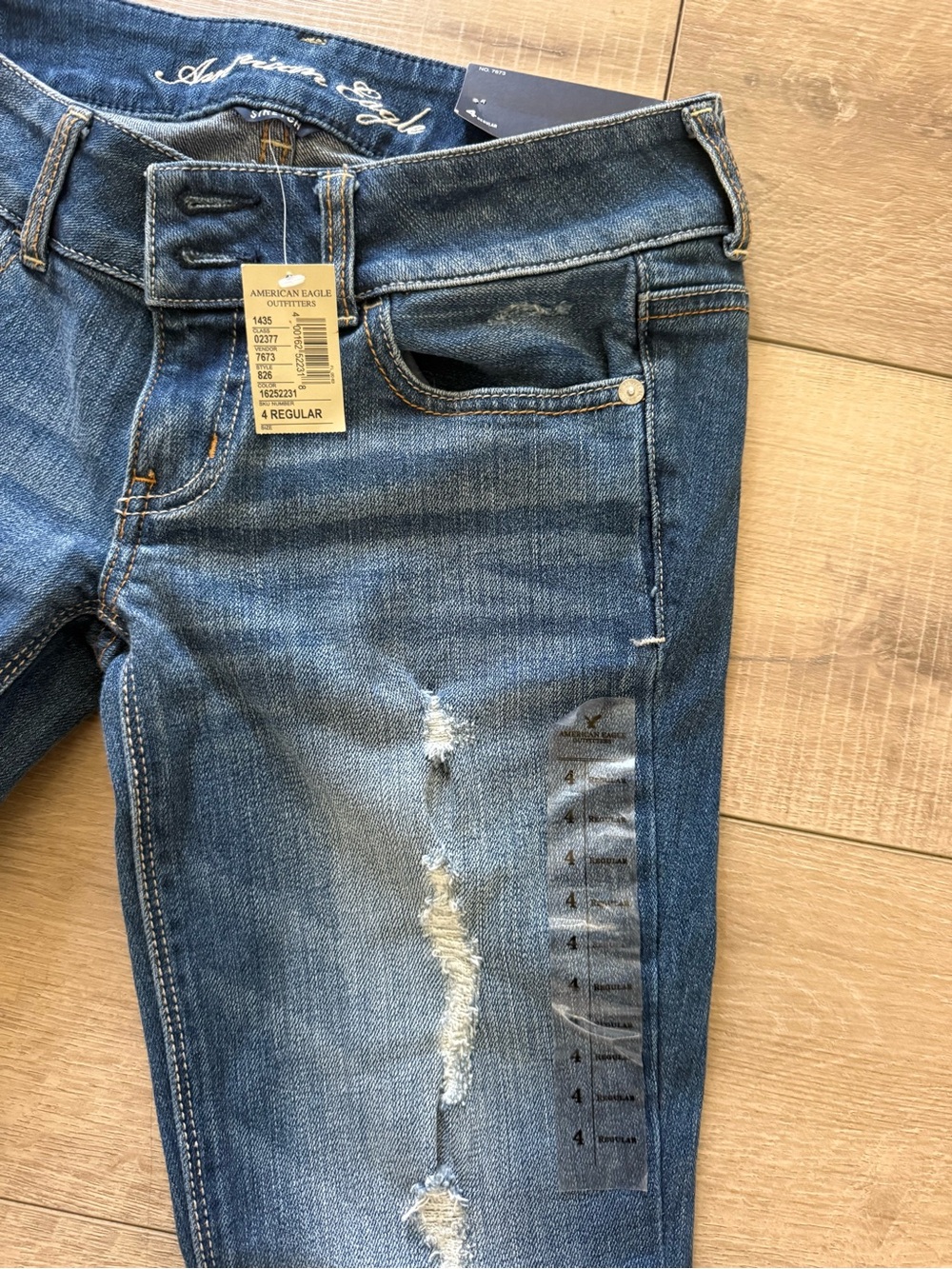 American Eagle Outfitters Distressed Blue Flare Jeans - Picture 2 of 5